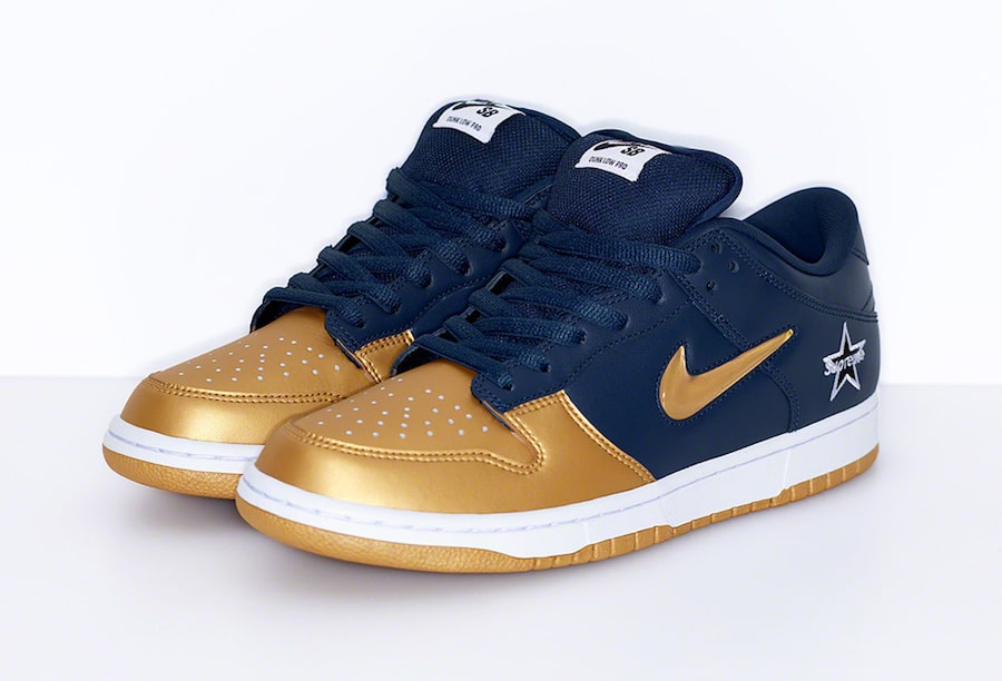 Nike SB Dunk Low x Supreme Jewel Swoosh 'Gold'